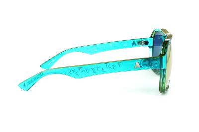 Óculos Absurda Calixtin verde e azul neon com lente marrom