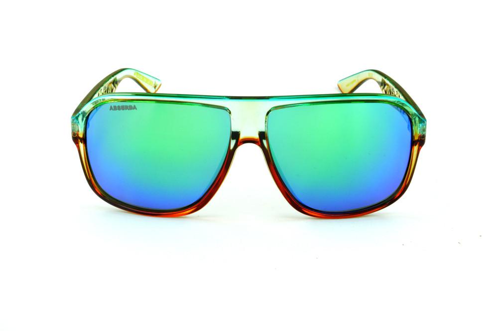 Óculos Absurda Calixto champanhe/caramelo com lente azul/verde espelhada
