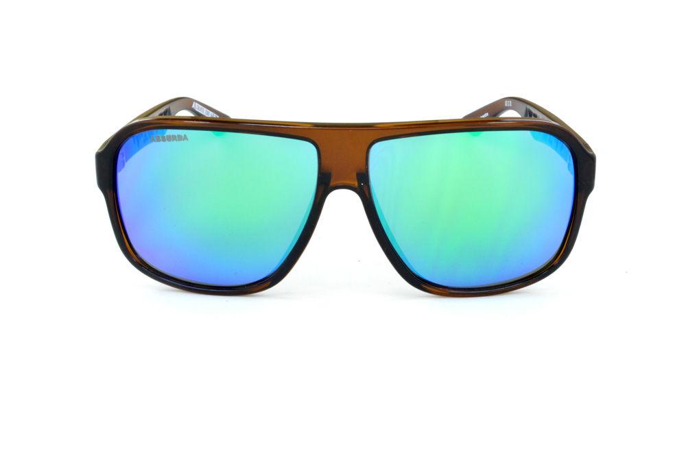 Óculos Absurda Calixto marrom com lente roxa/azul/violeta espelhado