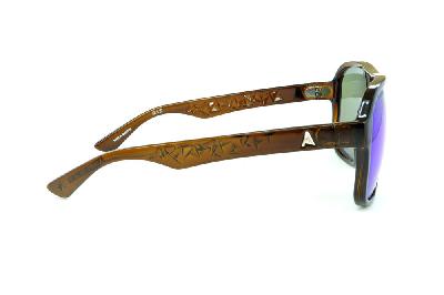Óculos Absurda Calixto marrom com lente roxa/azul/violeta espelhado