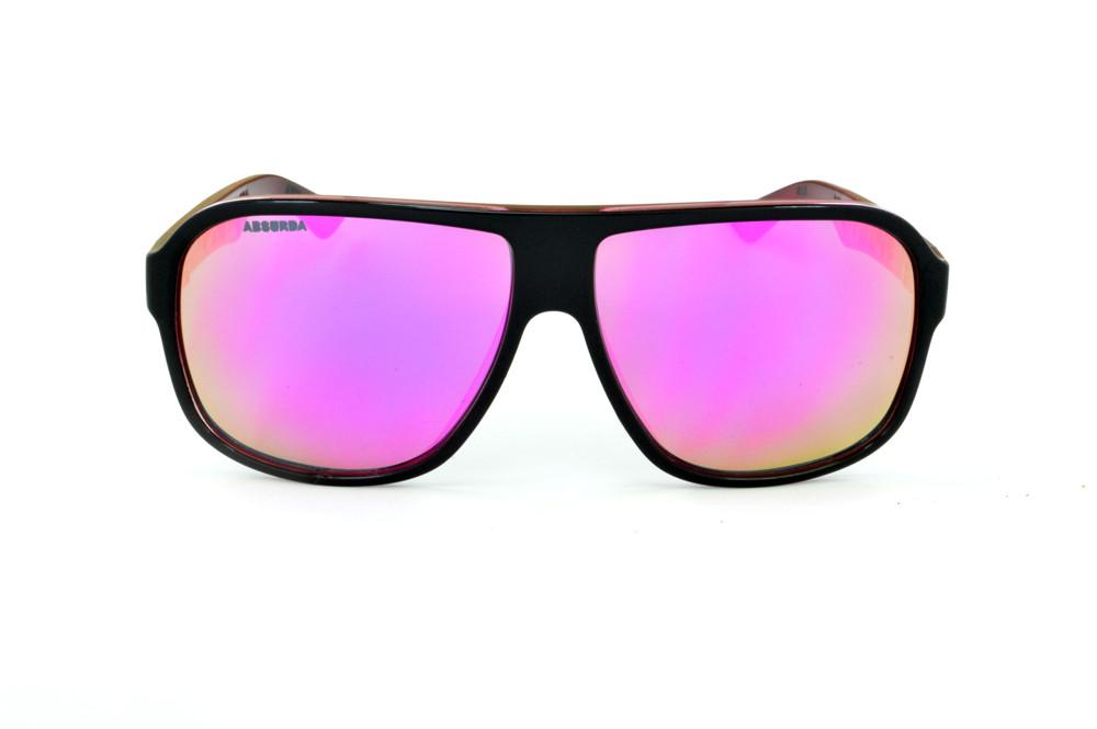 Óculos Absurda Calixto preto e rosa com lente amarela/rosa espelhado