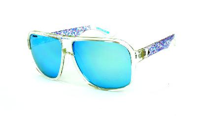 Óculos Absurda Calixto transparente com lente azul espelhado