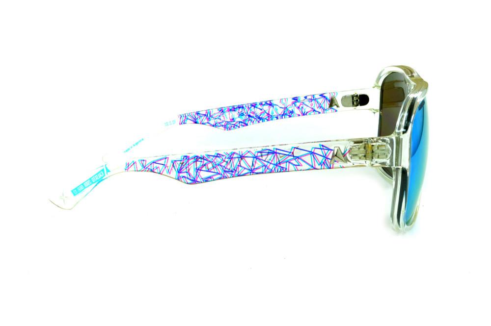 Óculos Absurda Calixto transparente com lente azul espelhado