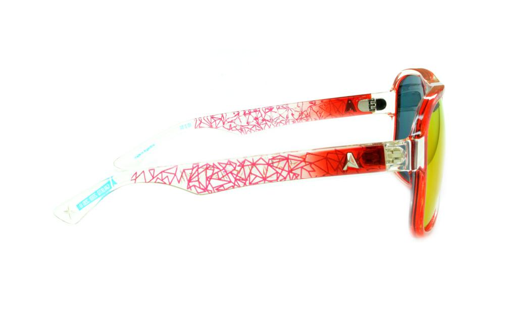 Óculos Absurda Calixto vermelho e transparente com lente vermelha amarela espelhado