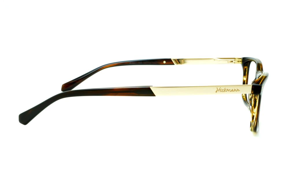 Óculos Ana Hickmann HI 6014 acetato marrom com haste metal dourada