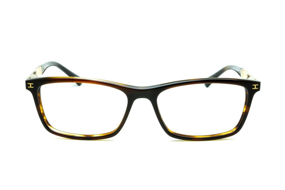 Óculos Ana Hickmann HI 6014 acetato marrom com haste metal dourada