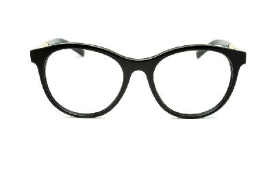 Óculos Ana Hickmann em acetato redondo preto com haste dourada para mulheres