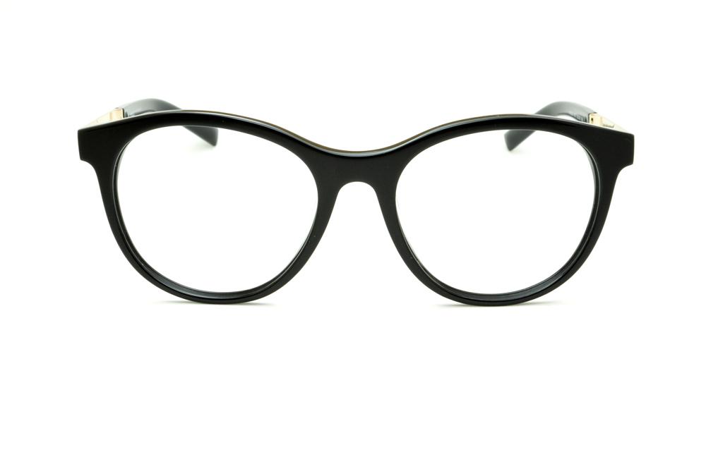 Óculos Ana Hickmann em acetato redondo preto com haste dourada para mulheres