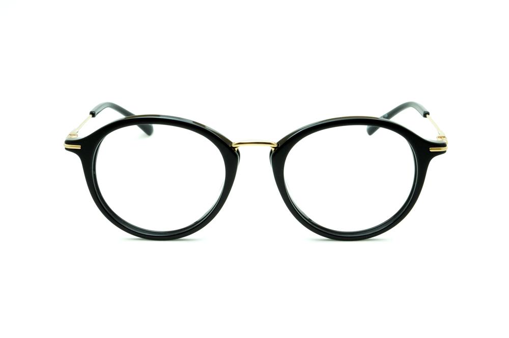 Óculos Ana Hickmann acetato preto com haste metal dourada fina para mulheres