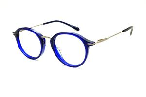 Óculos Ana Hickmann HI 6019 azul com haste prata flexível de mola