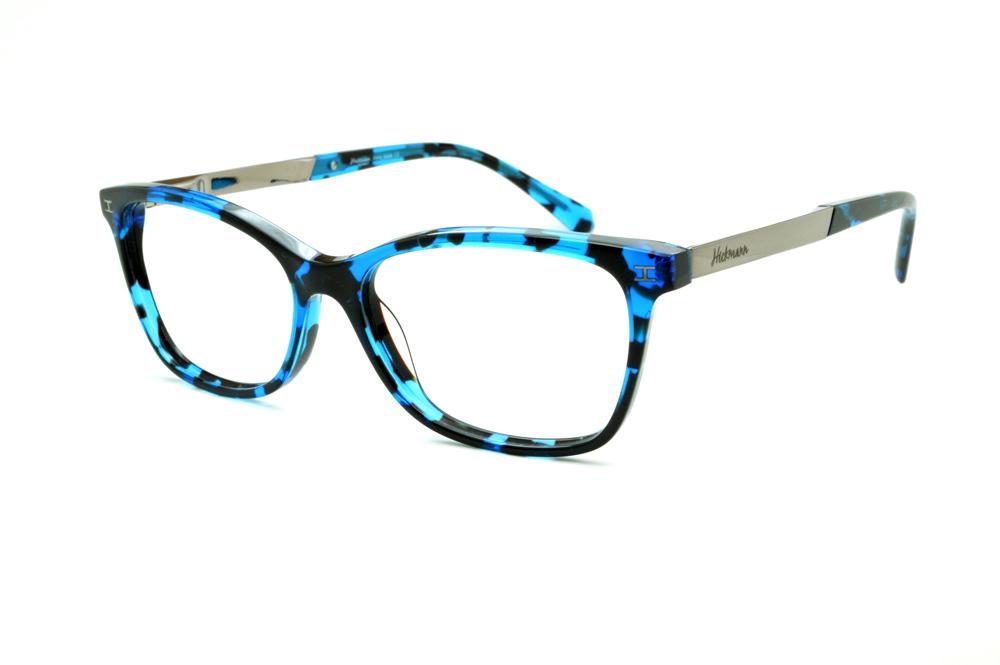 Óculos Ana Hickmann HI6014 azul e preto efeito onça