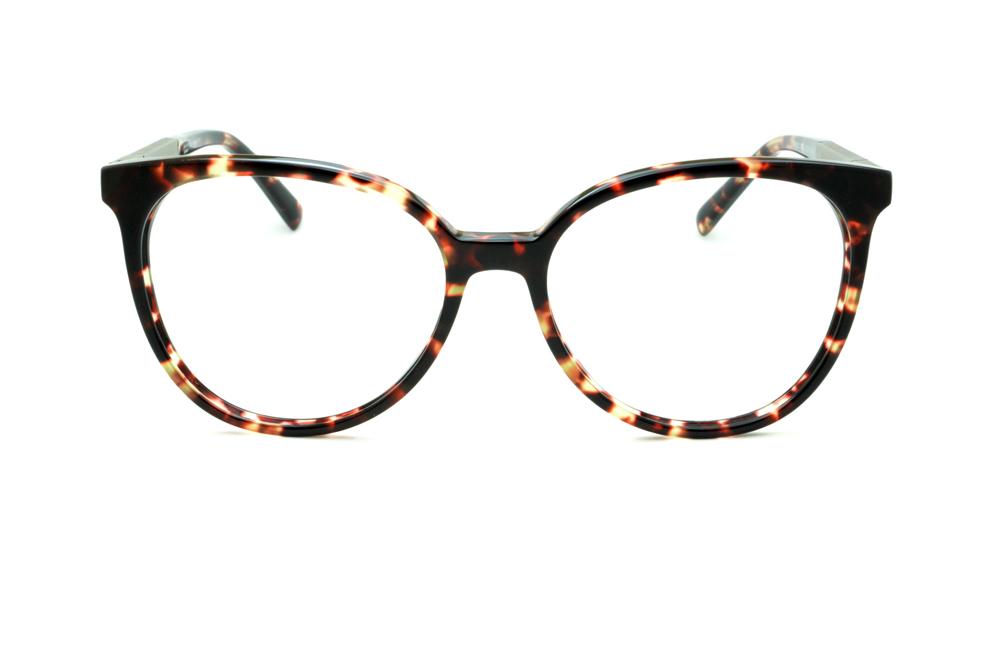 Armação de grau redonda óculos Ana Hickmann em acetato tartaruga efeito onça para mulheres