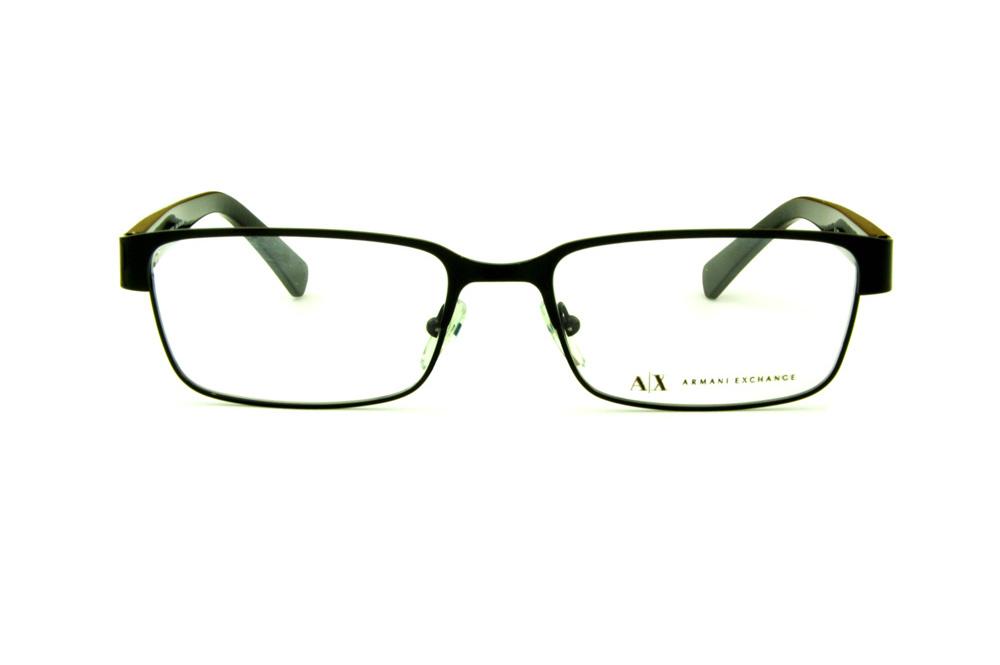 Óculos Armani Exchange AX 1017 preto com hastes preta fosca e logo cinza