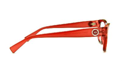 Armação feminina de óculos de grau Armani Exchange em acetato vermelho oval formato gatinho