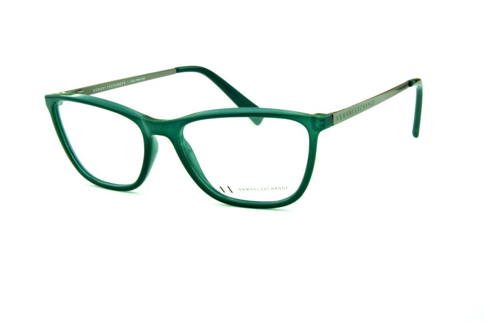 Óculos Armani Exchange AX3028 verde haste cinza e logo verde