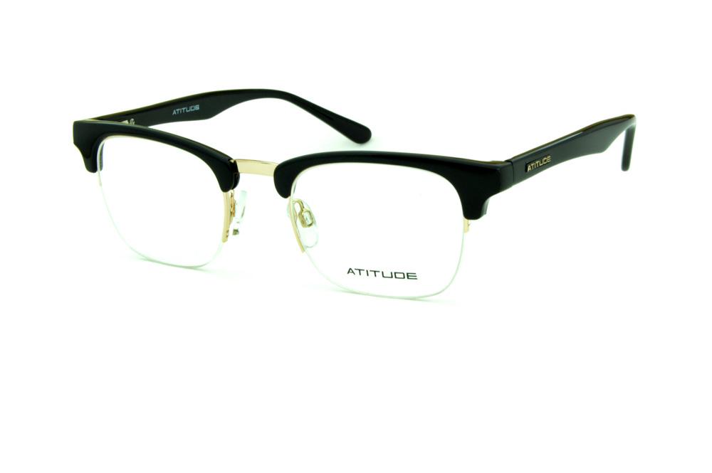 Óculos Atitude AT1553 modelo clubmaster preto fio de nylon
