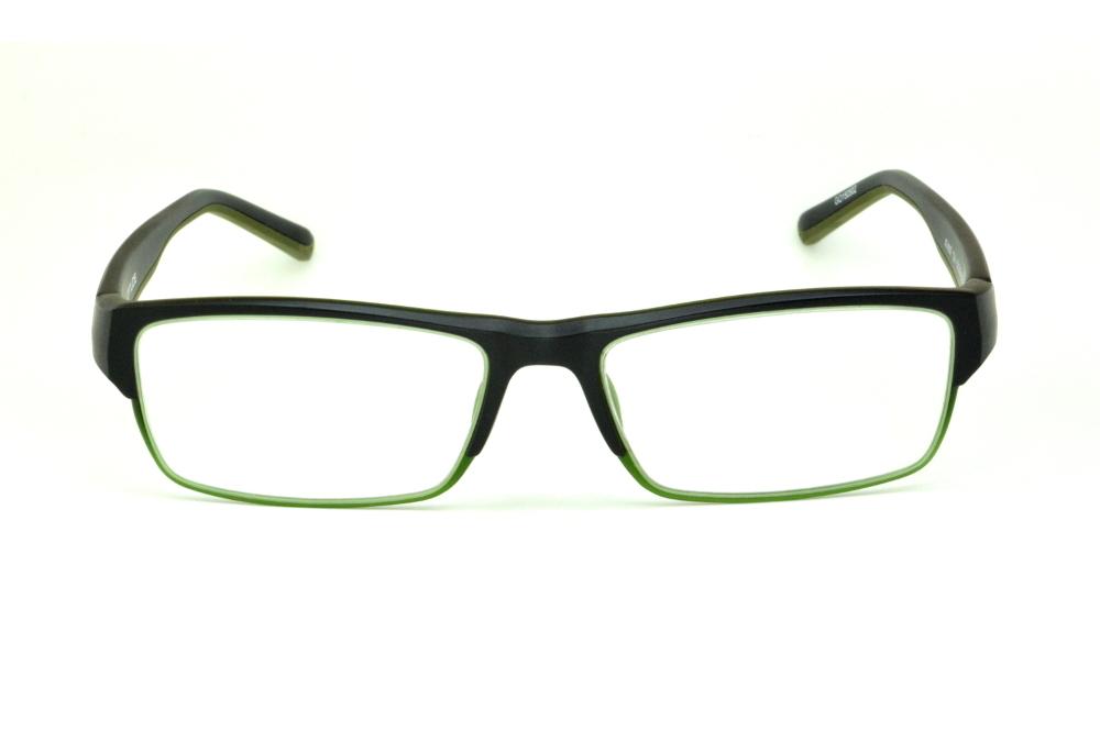 Óculos Atitude TR90 preto com haste preta e detalhe em verde musgo