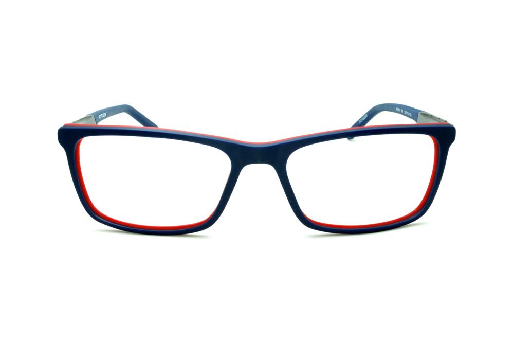 Armação de óculos de grau masculino quadrado esportivo Atitude acetato azul royal e vermelho