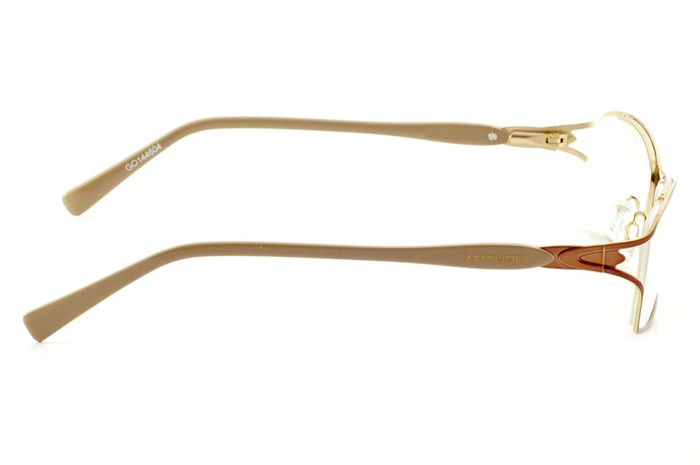 Óculos de grau Atitude metal bronze e dourado com haste bege escuro para mulheres