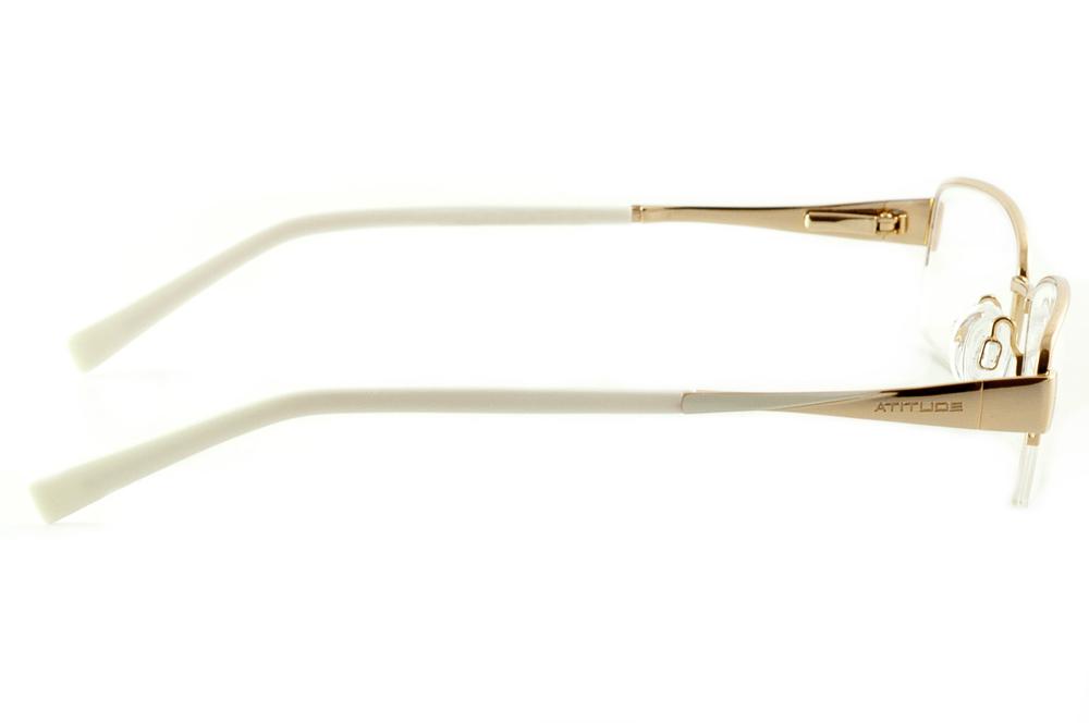 Óculos Atitude dourado com haste branca flexível de mola