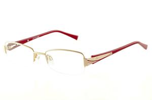 Óculos de grau Atitude fio de nylon dourado com haste vermelha para mulheres