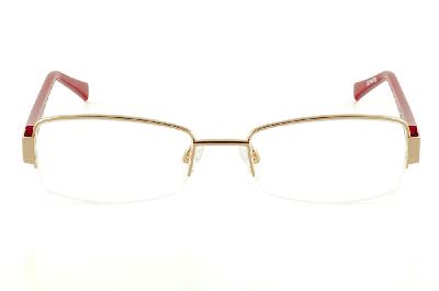 Óculos de grau Atitude fio de nylon dourado com haste vermelha para mulheres