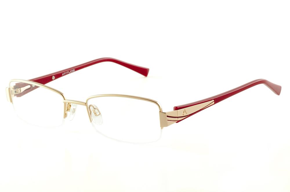 Óculos Atitude AT1543 fio de nylon dourado e vermelha feminina