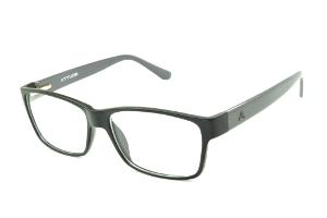 Óculos Atitude em acetato preto com haste cinza flexível de mola