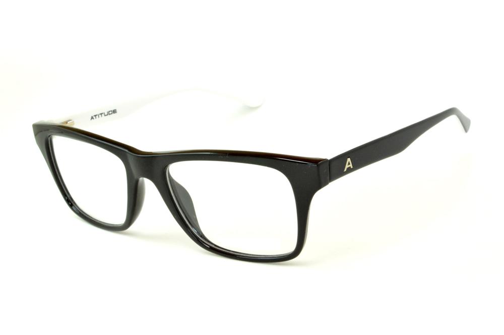 Óculos Atitude AT4005 em acetato preto haste preta/branca