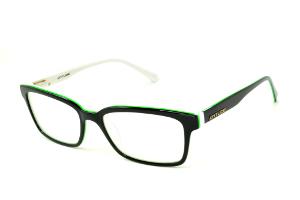 Óculos Atitude em acetato preto e branco com friso verde limão para homens e mulheres