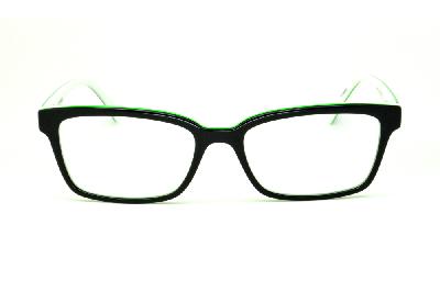 Óculos Atitude em acetato preto e branco com friso verde limão para homens e mulheres
