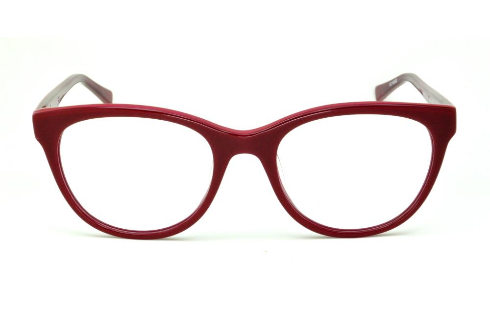 Óculos Atitude em acetato vermelho queimado com haste pink flexível de mola