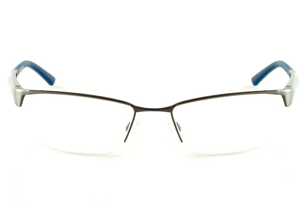 Óculos Atitude metal grafite com haste grafite fosco/azul marinho flexível de mola