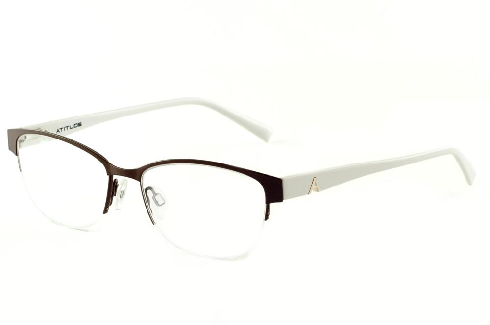 Óculos Atitude AT1547 estilo gatinho marrom haste branca