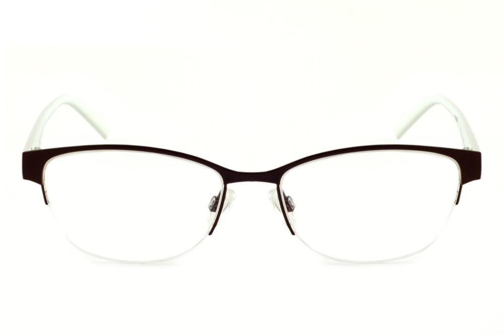 Óculos Atitude AT 1547 estilo gatinho marrom com haste branca flexível de mola