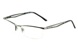 Óculos Atitude prata com haste azul grafite/preto e detalhe vazado flexível de mola