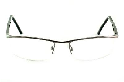 Óculos Atitude prata com haste azul grafite/preto e detalhe vazado flexível de mola