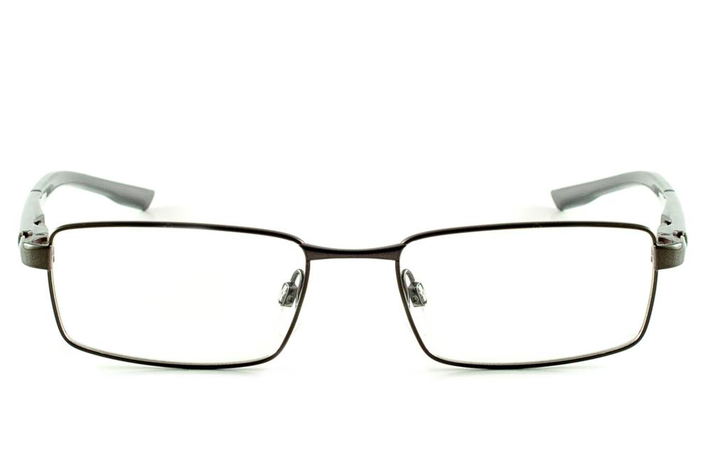 Óculos Atitude infantil metal grafite com haste cinza escuro e cinza claro com amarelo