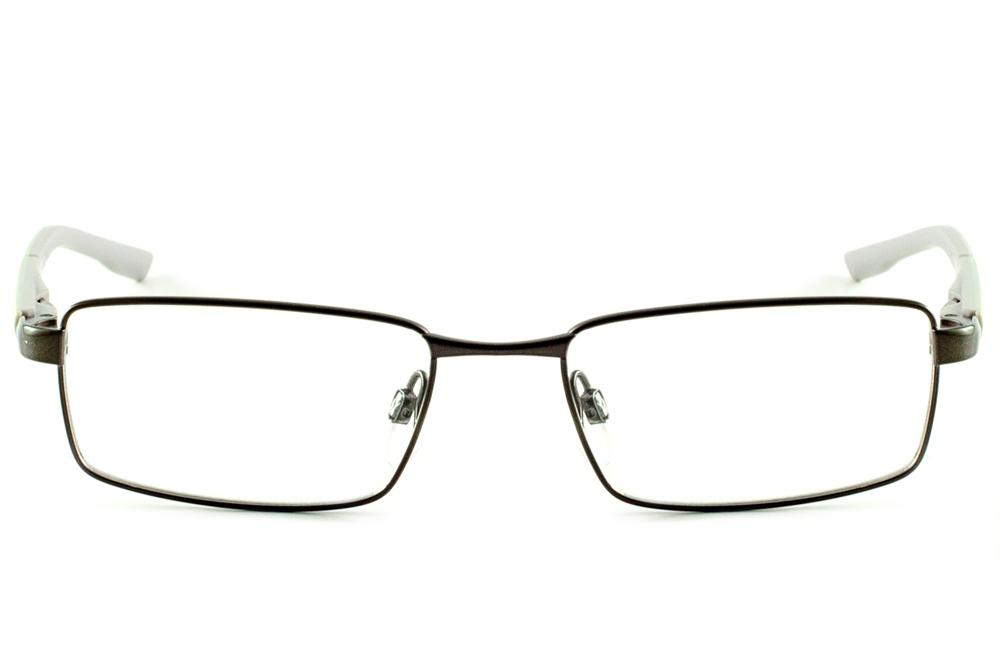 Óculos Atitude infantil metal grafite com haste cinza escuro e cinza claro com amarelo