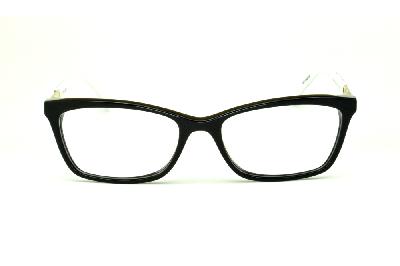 Óculos Atitude preto com haste preta/branca e detalhe dourado flexível de mola