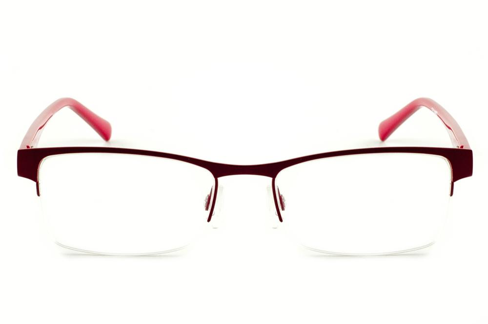 Óculos Atitude vinho com haste em acetato vermelha flexível de mola