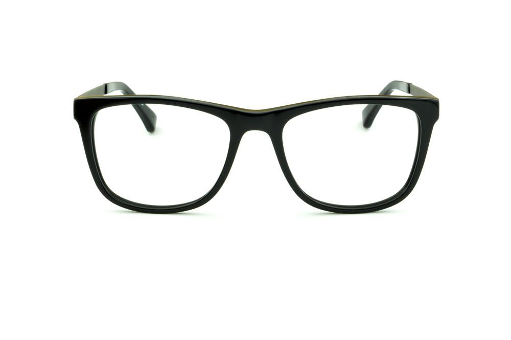 Armação de óculos de grau masculino Calvin Klein quadrado em acetato preto brilhante e cinza