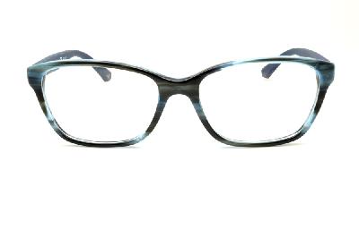 Óculos de grau Emporio Armani em acetato azul e preto camuflado e haste efeito borracha