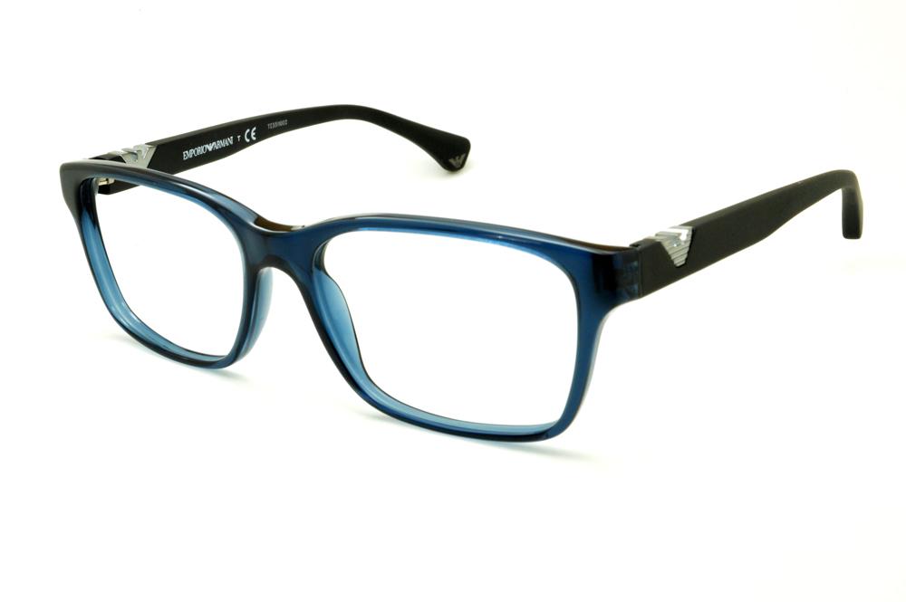 Óculos Empório Armani EA3042 azul e preto haste efeito borracha