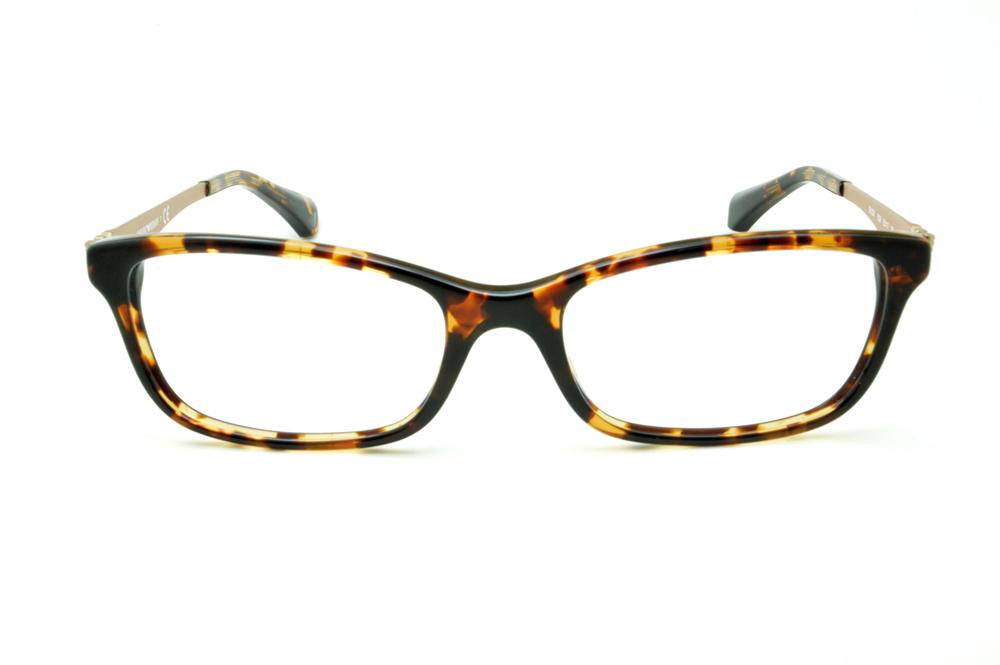 Óculos Emporio Armani EA 3031 demi tartaruga efeito onça em acetato com haste em metal