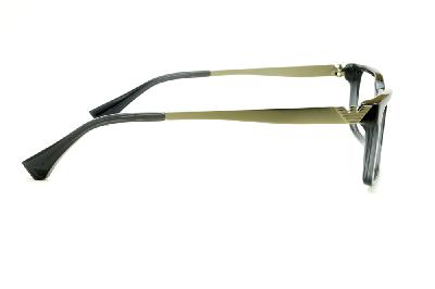 Óculos de grau Emporio Armani acetato preto com haste em metal dourado opaco para homens