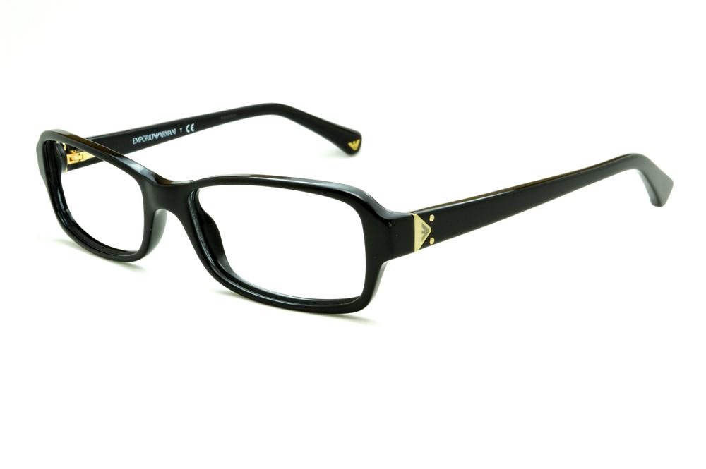 Óculos Emporio Armani EA3016 de grau quadrada preta e dourado