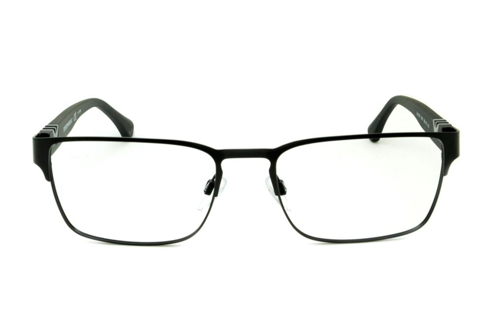 Óculos Emporio Armani EA 1027 preto fosco em metal com haste efeito borracha