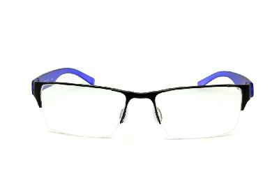 Óculos de grau Hot Buttered HB Duotech em fio de nylon e metal preto hastes azul transparente
