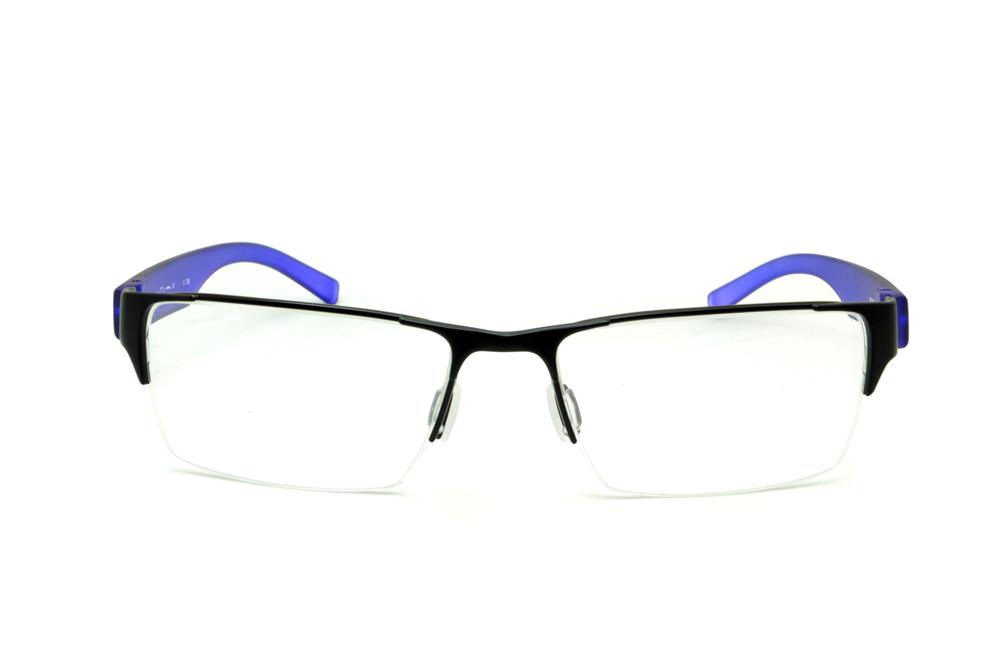 Óculos de grau Hot Buttered HB Duotech em fio de nylon e metal preto hastes azul transparente